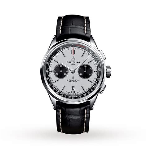 watch breitling premier black face leather band chronograph|breitling timepiece review.